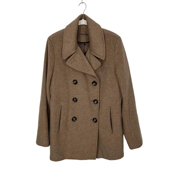 Calvin Klein Light Brown Wool Cashmere Blend Coat Jacket Blazer Size 8 - Picture 1 of 12